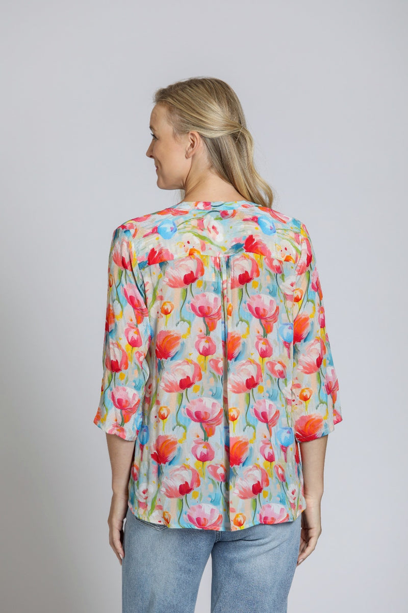 3/4 SLEEVE PRINTED BLOUSE