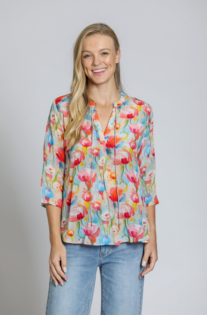 3/4 SLEEVE PRINTED BLOUSE