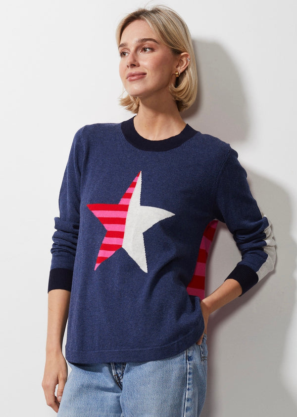 PINK RED WHITE STAR SWEATER