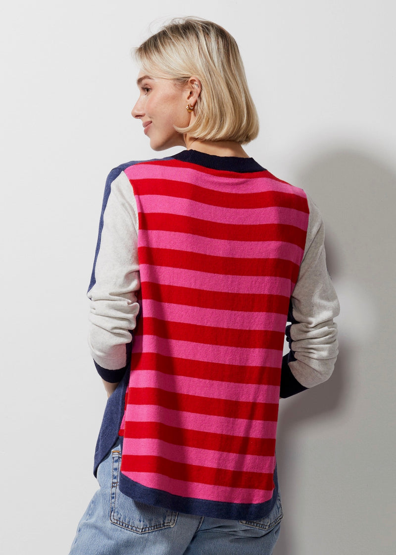 PINK RED WHITE STAR SWEATER