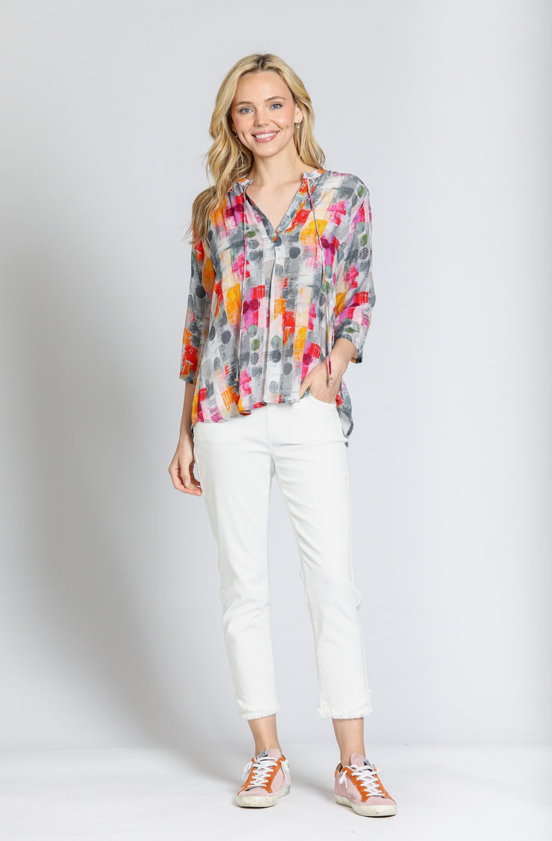 3/4 SLEEVE PRINTED BLOUSE