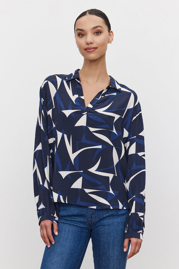 PRINTED LONG SLEEVE BLOUSE