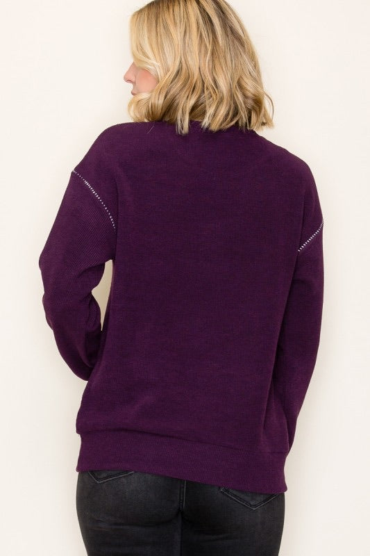 THERMAL WITH STITCH ON SLEEVE SWEATER