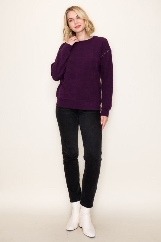 THERMAL WITH STITCH ON SLEEVE SWEATER