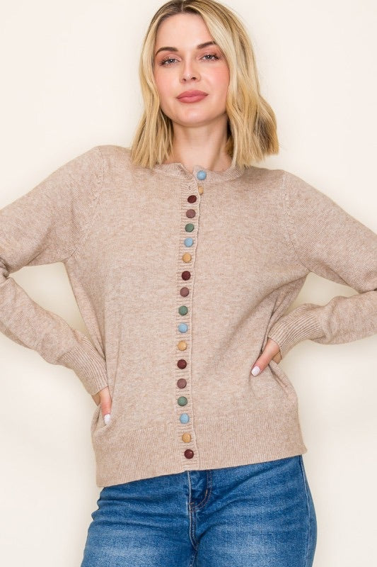 MULTI COLOR BUTTON CARDIGAN
