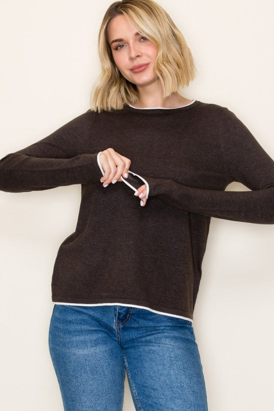 COLOR ACCENT PULLOVER SWEATER (2 colors)