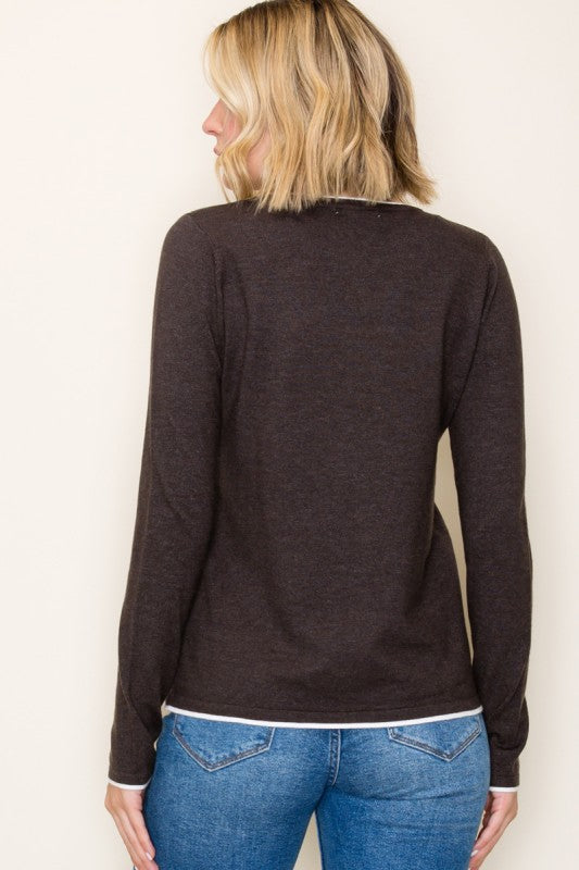 COLOR ACCENT PULLOVER SWEATER (2 colors)