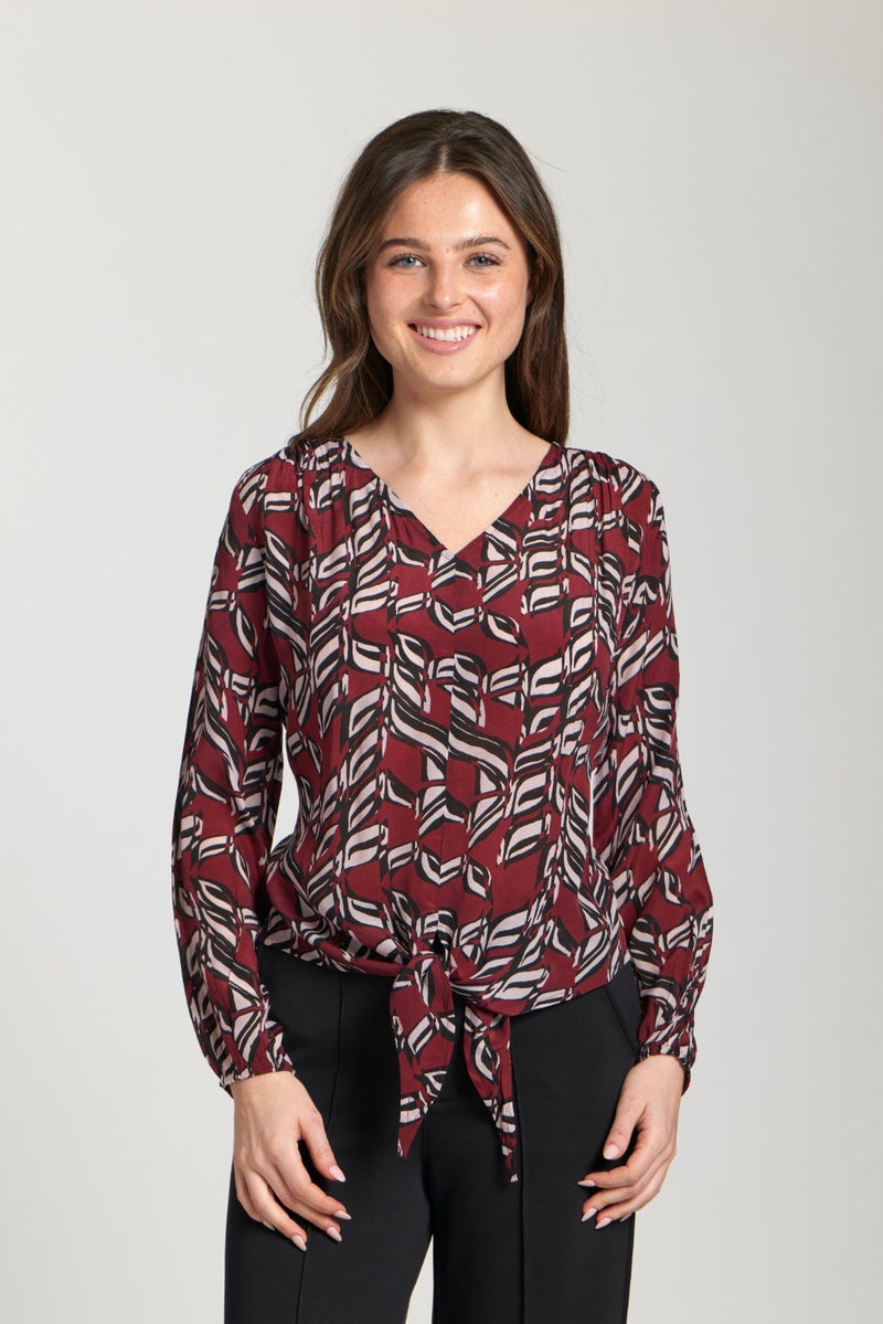 PRINTED TIE FRONT BLOUSE (available in 2prints)