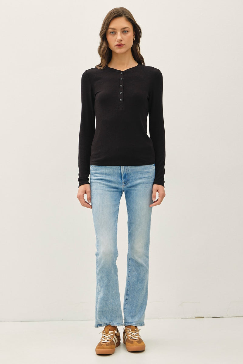 LONG SLEEVE HENLEY ( available in 2 colors)