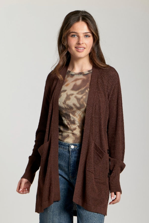 SIDE BUTTON KNIT CARDIGAN