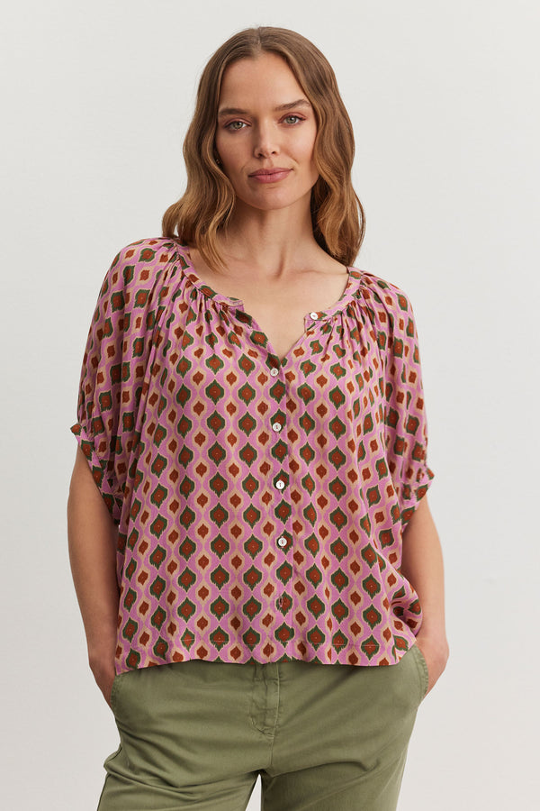 PRINTED SHORT SLEEVE BLOUSE