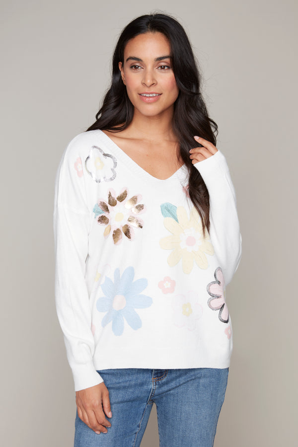 FLOWER PRINT SWEATER