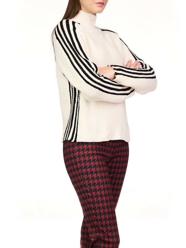 SPORTY STRIPE MOCK SWEATER