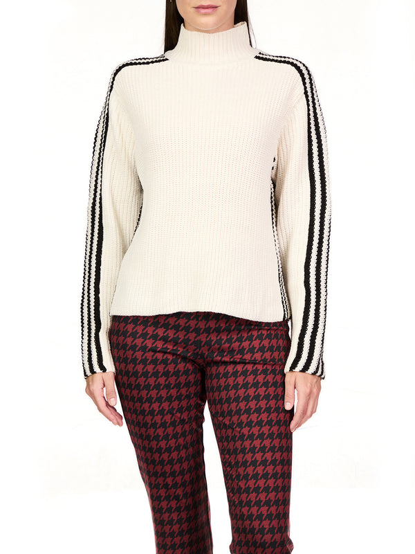 SPORTY STRIPE MOCK SWEATER