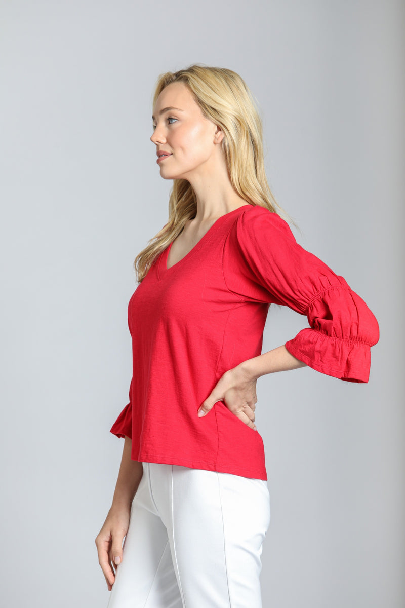 PUFF SLEEVE V NECK TOP (available in more colors)