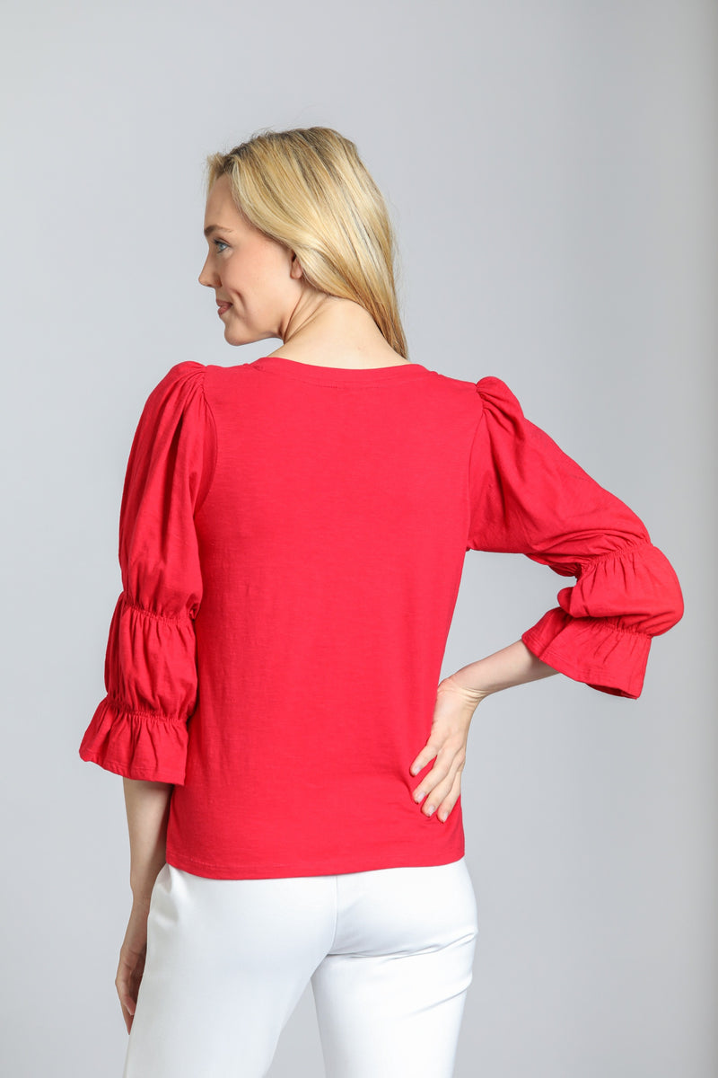PUFF SLEEVE V NECK TOP (available in more colors)