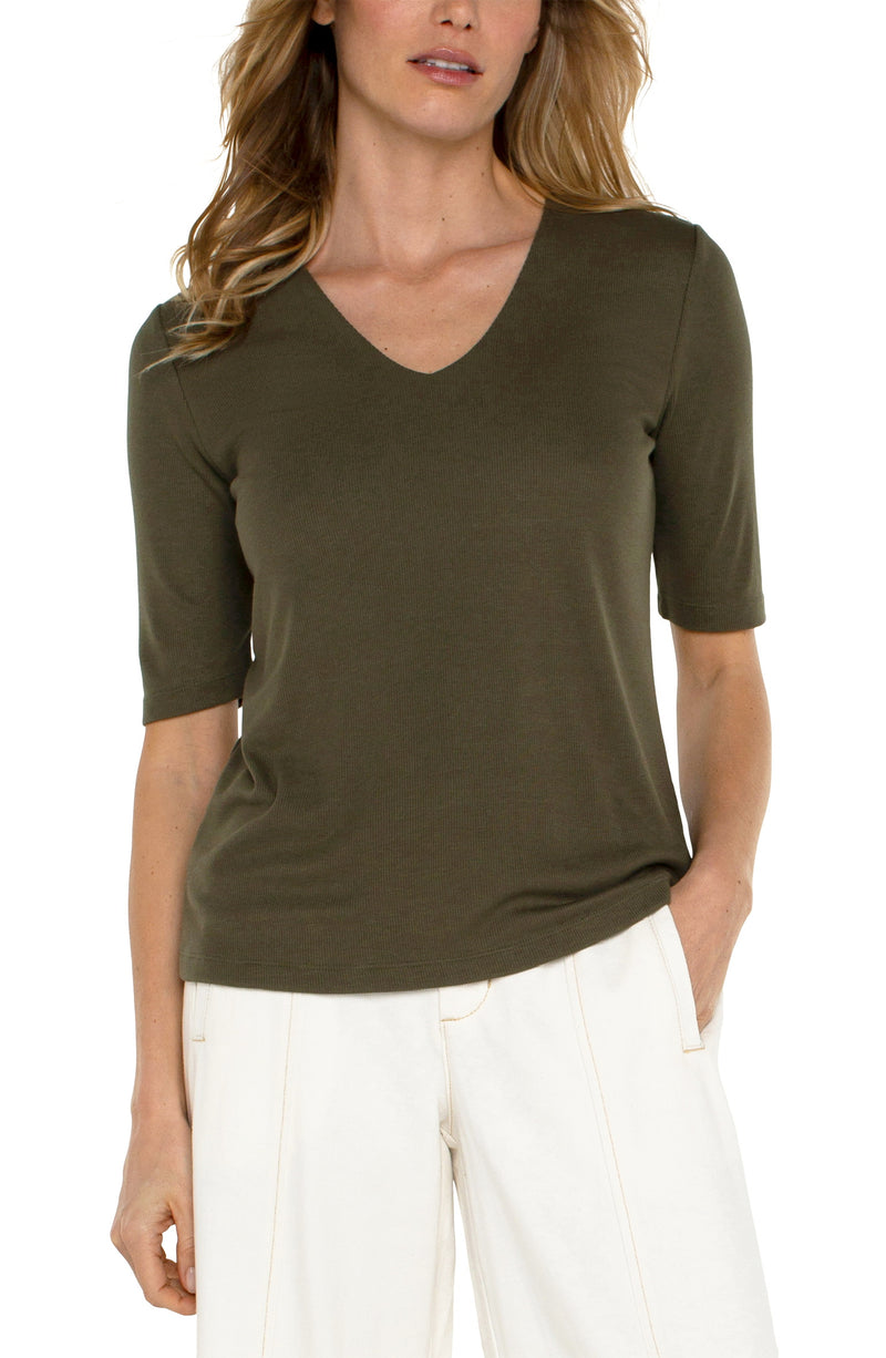 1/2 SLEEVE RIB KNIT TOP (available in more colors)