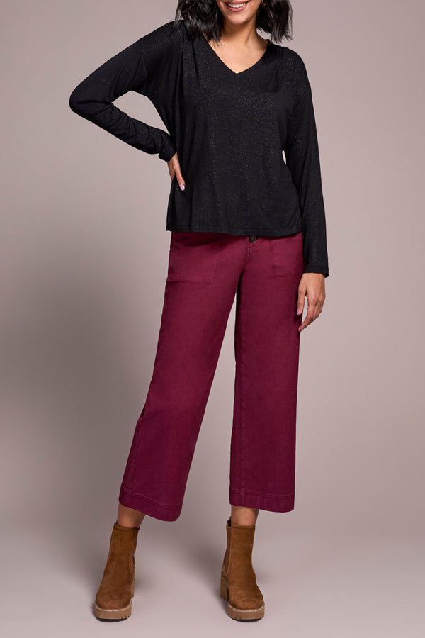 LONG SLEEVE V NECK WITH SHIMMER