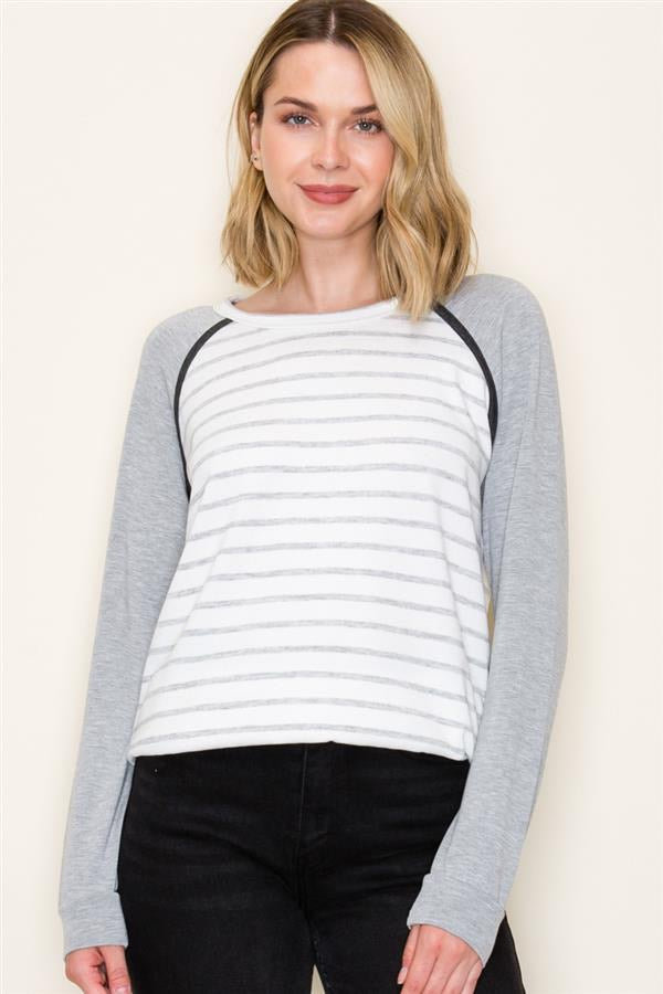 COLOR BLOCK WITH STRIPES TOP