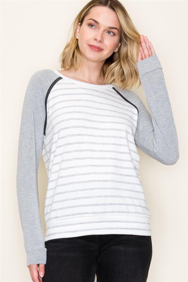 COLOR BLOCK WITH STRIPES TOP