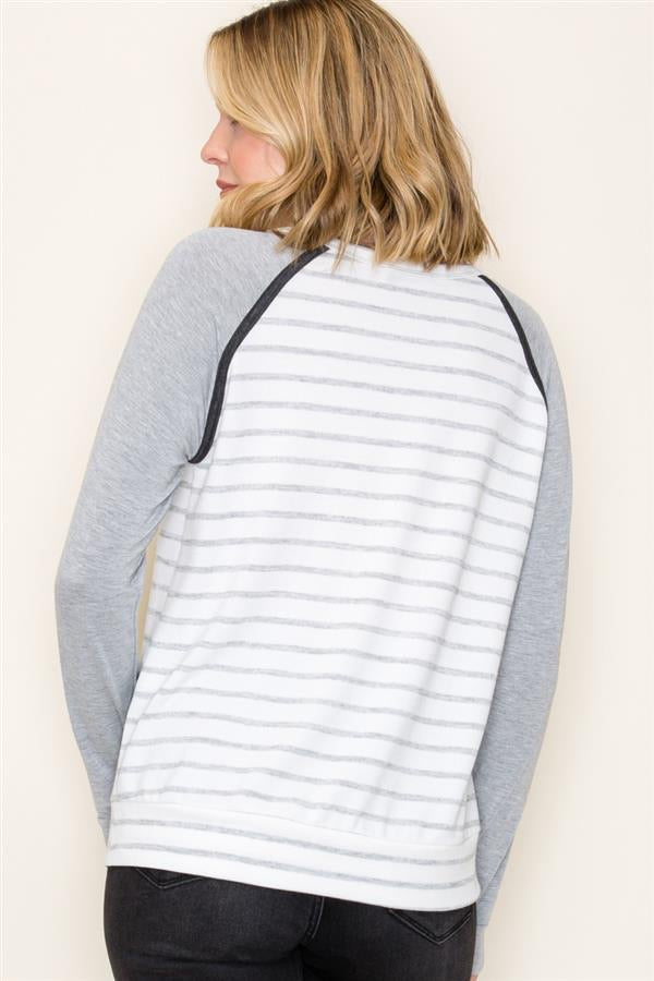 COLOR BLOCK WITH STRIPES TOP