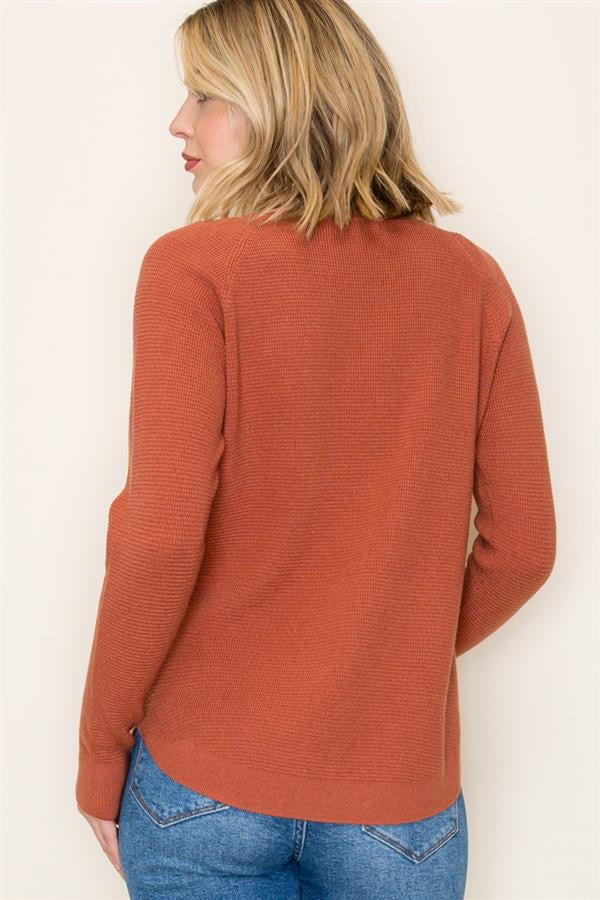 MINI WAFFLE CREW NECK SWEATER (available in 2 colors)
