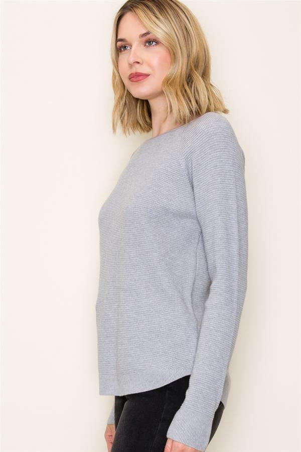 MINI WAFFLE CREW NECK SWEATER (available in 2 colors)