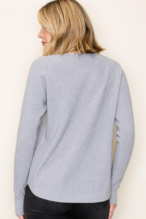 MINI WAFFLE CREW NECK SWEATER (available in 2 colors)