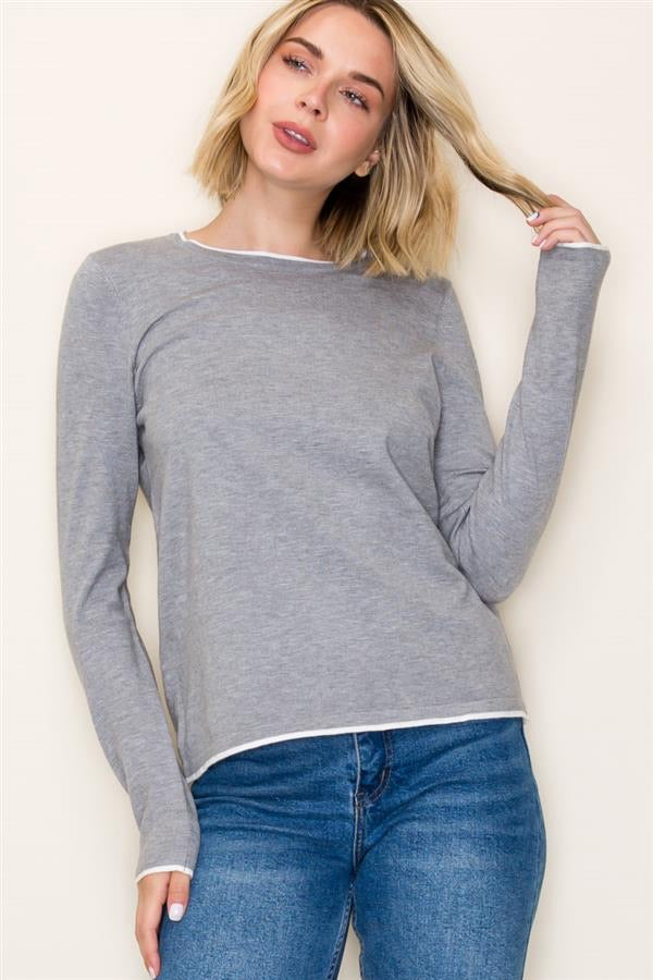 COLOR ACCENT PULLOVER SWEATER (2 colors)