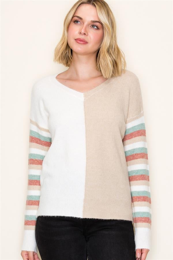 MULTI COLOR BLOCK SWEATER (available in 2 colors)
