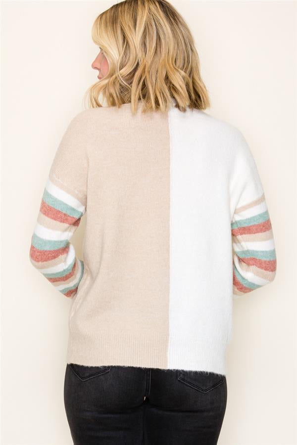 MULTI COLOR BLOCK SWEATER (available in 2 colors)