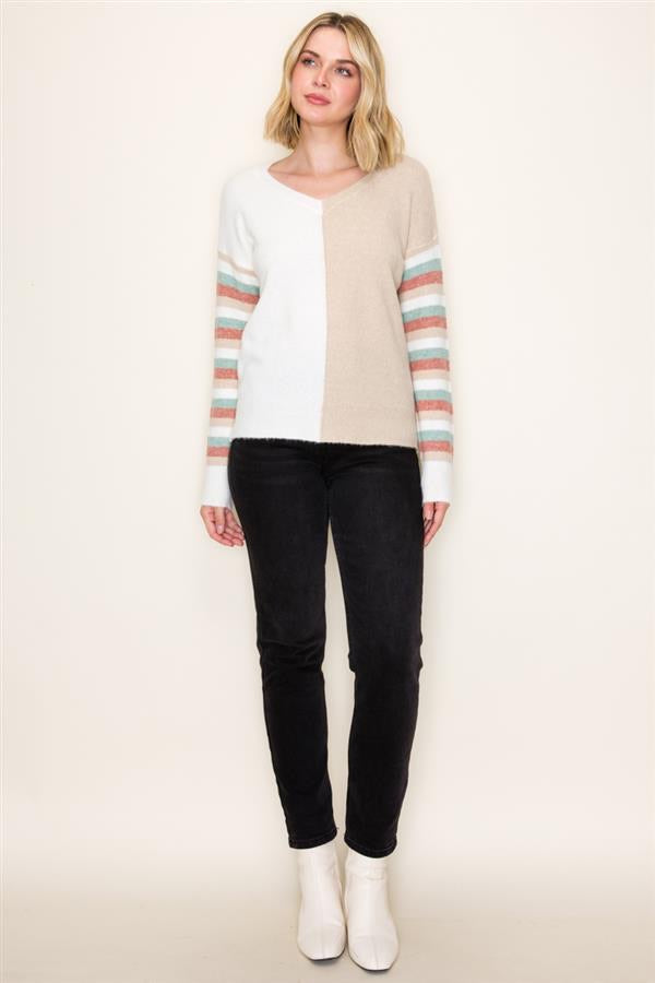 MULTI COLOR BLOCK SWEATER (available in 2 colors)