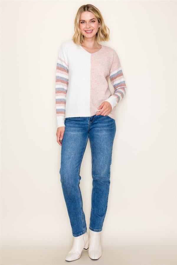 MULTI COLOR BLOCK SWEATER (available in 2 colors)