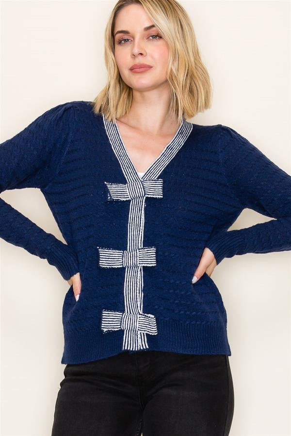 BOW ACCENT CARDI