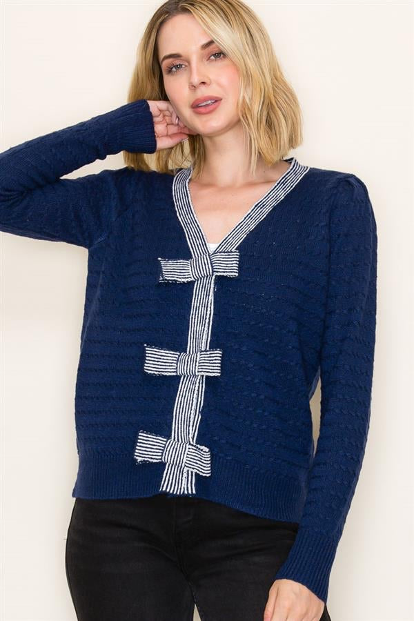 BOW ACCENT CARDI