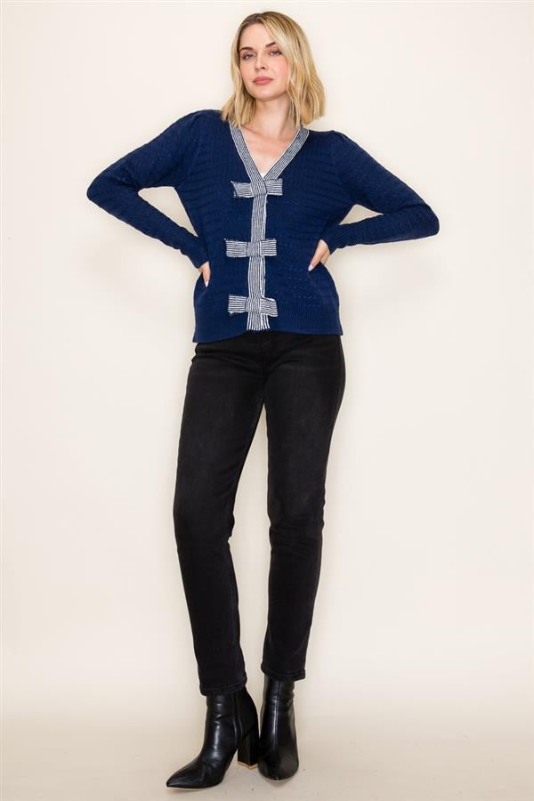 BOW ACCENT CARDI