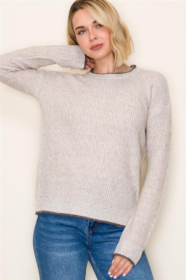 2TONE RIBBED SWEATER