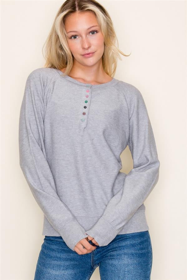 HENLEY WITH MULTI COLOR BUTTONS