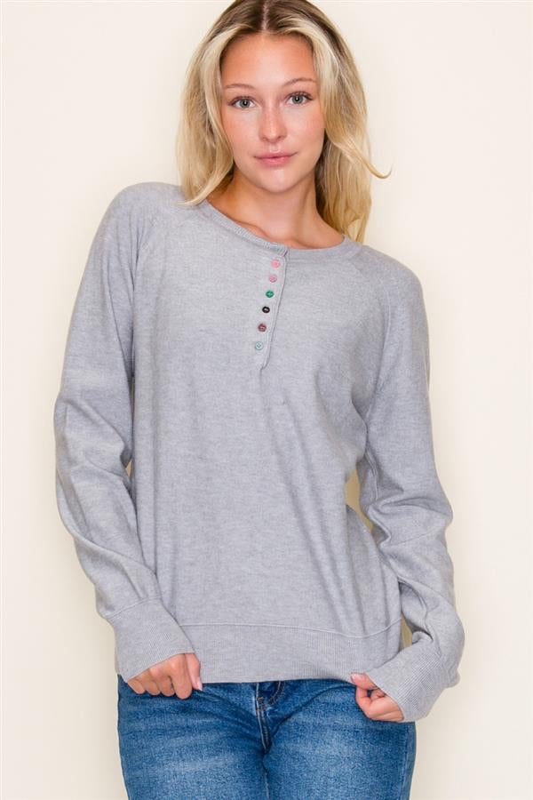 HENLEY WITH MULTI COLOR BUTTONS