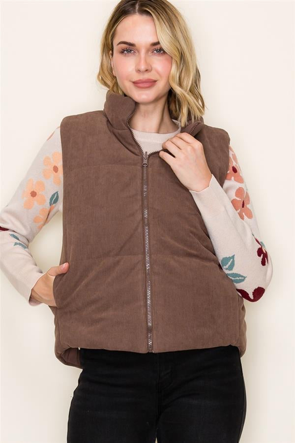 CORDUROY REVERSIBLE PUFFER VEST