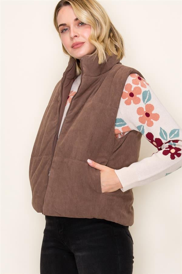 CORDUROY REVERSIBLE PUFFER VEST