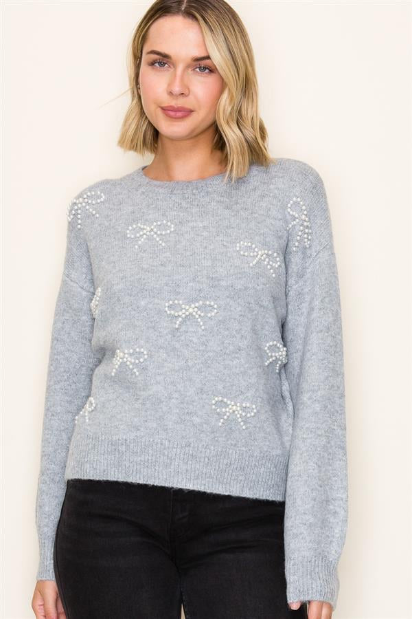 PEARL BOW SWEATER