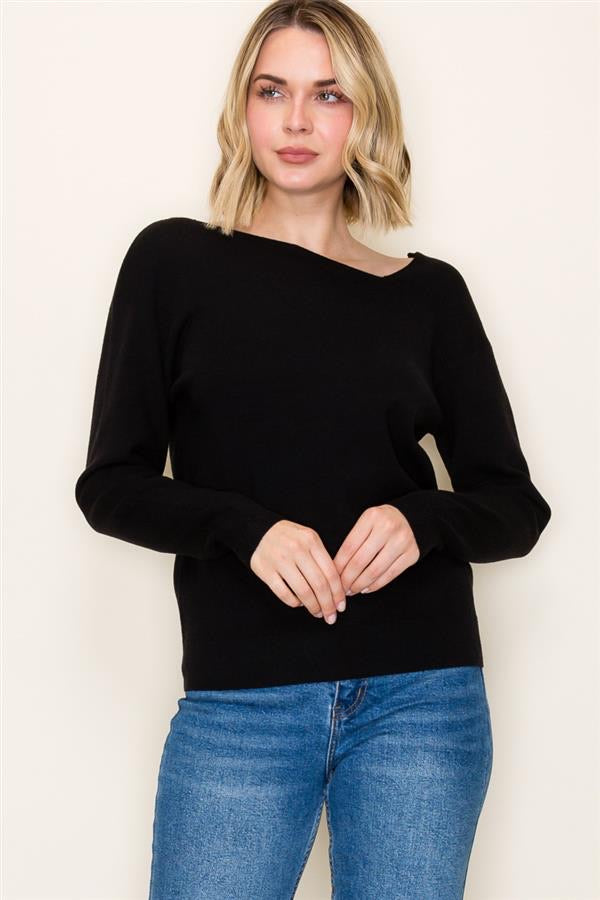 ASYMMETRIC NECK SWEATER