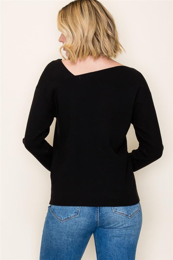 ASYMMETRIC NECK SWEATER