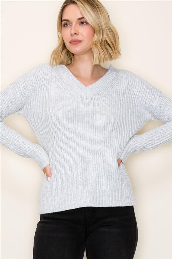 CHUNKY YARN V NECK SWEATER