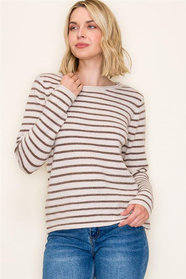 STRIPED CREW NECK SWEATER