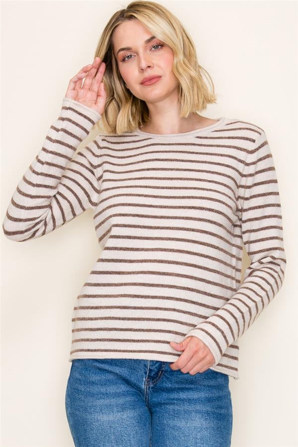 STRIPED CREW NECK SWEATER