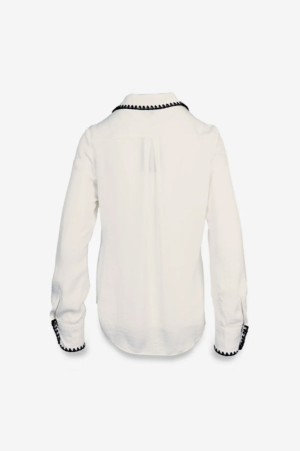 BLANKET STITCH LONG SLEEVE BLOUSE