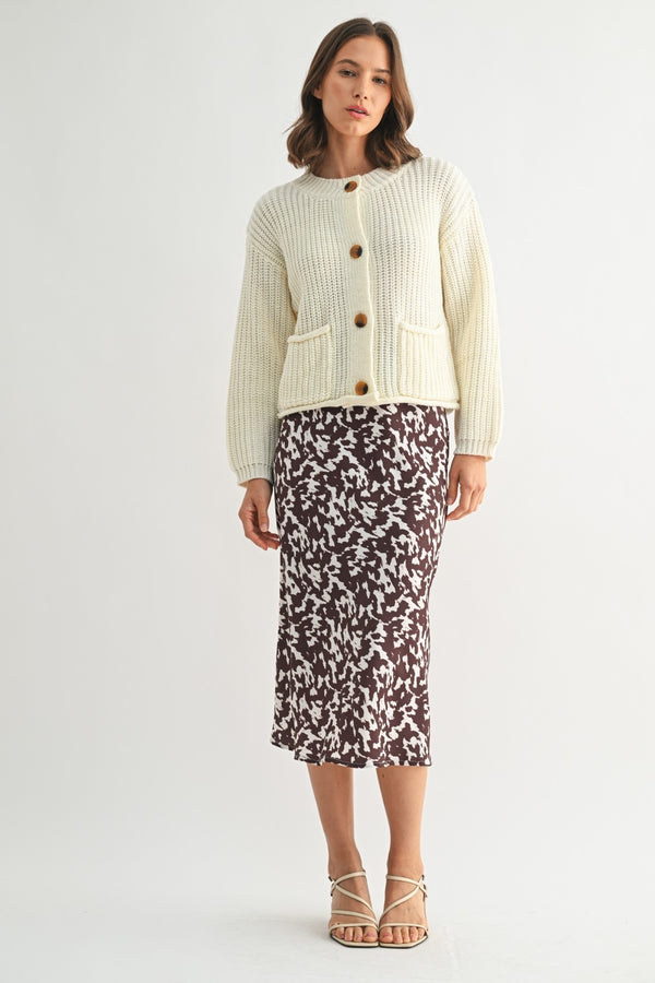 PRINTED SATIN SKIRT