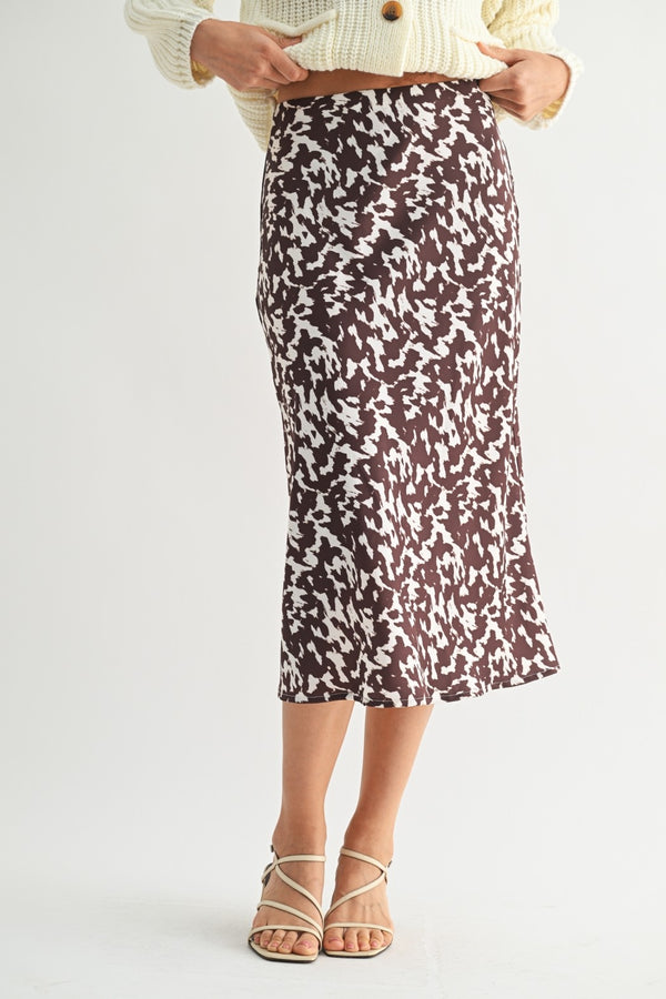 PRINTED SATIN SKIRT